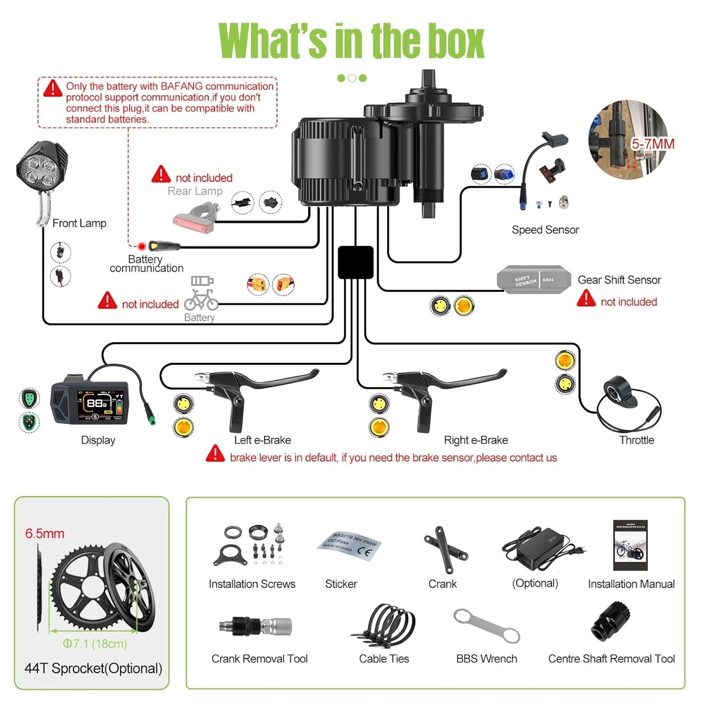 8FUN 48-52V 1000W Mid-Drive Electric Bike Motor Conversion Kit
