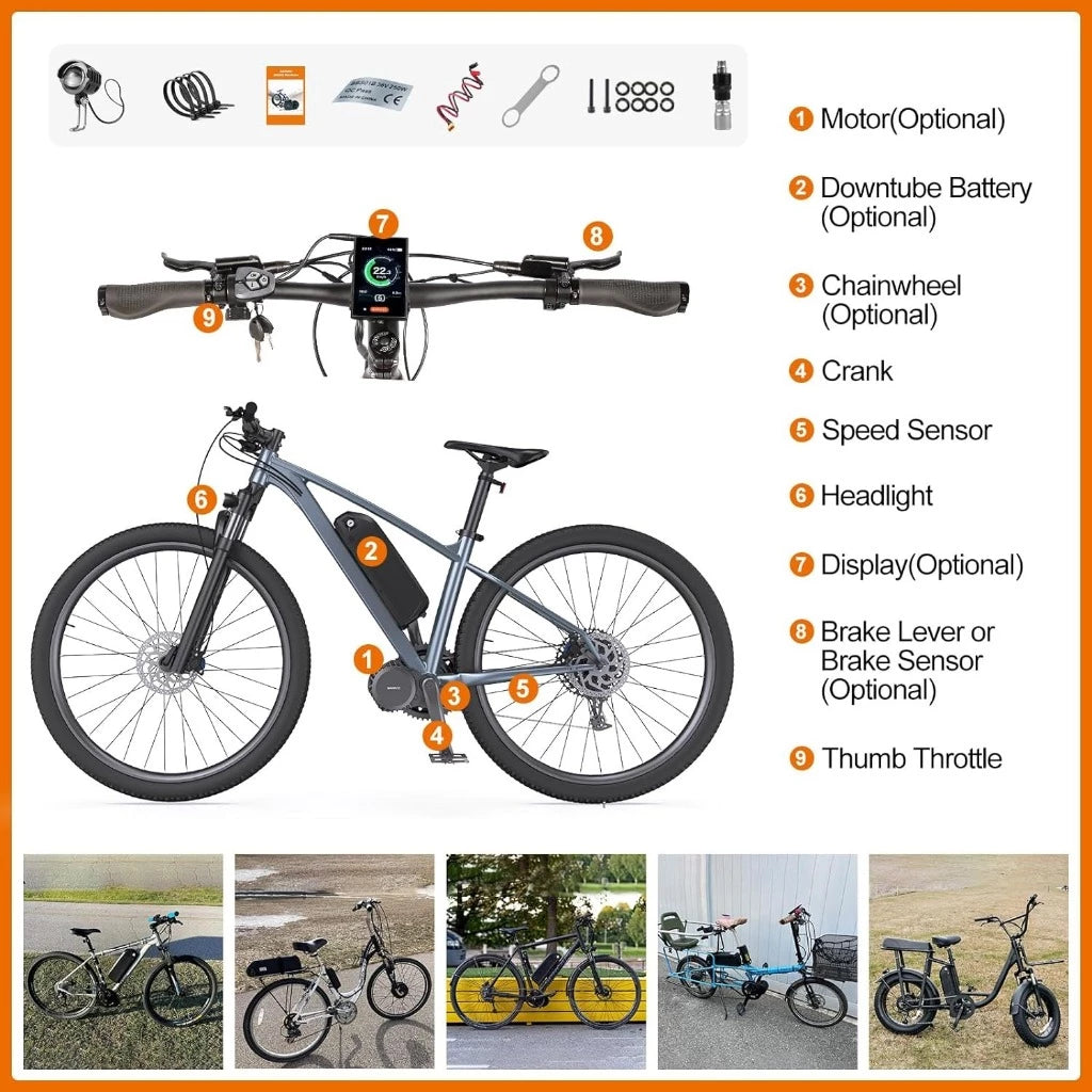 8FUN 48-52V 1000W Mid-Drive Electric Bike Motor Conversion Kit