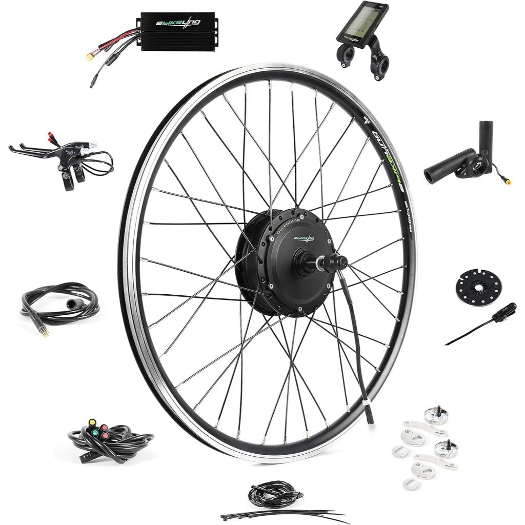 26 inches EBIKELING Waterproof Electric Bike Conversion Kit Front and Rear Wheels 48V 1200W