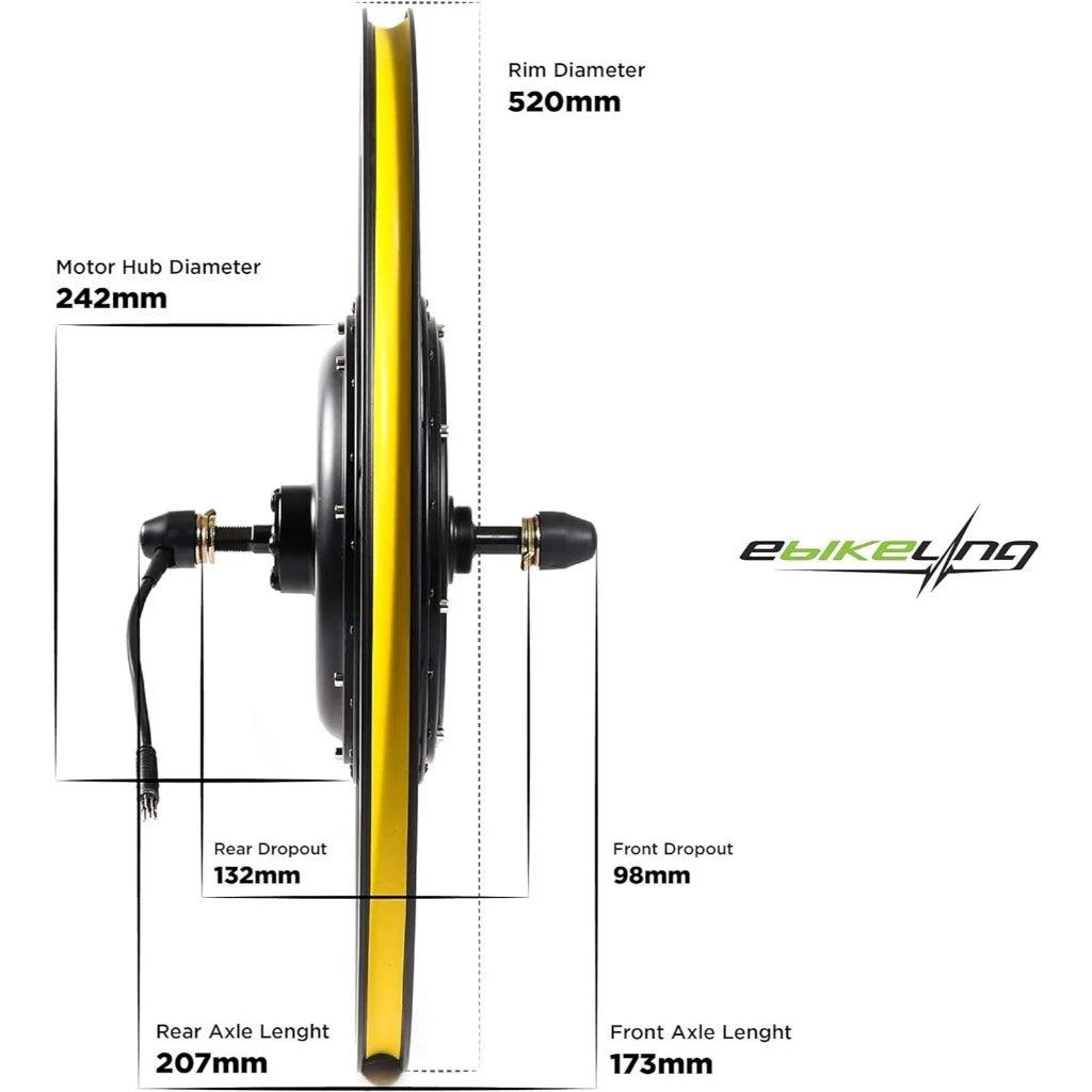 24 inches EBIKELING Waterproof Electric Bike Conversion Kit Front and Rear Wheels 36/48V 1200W