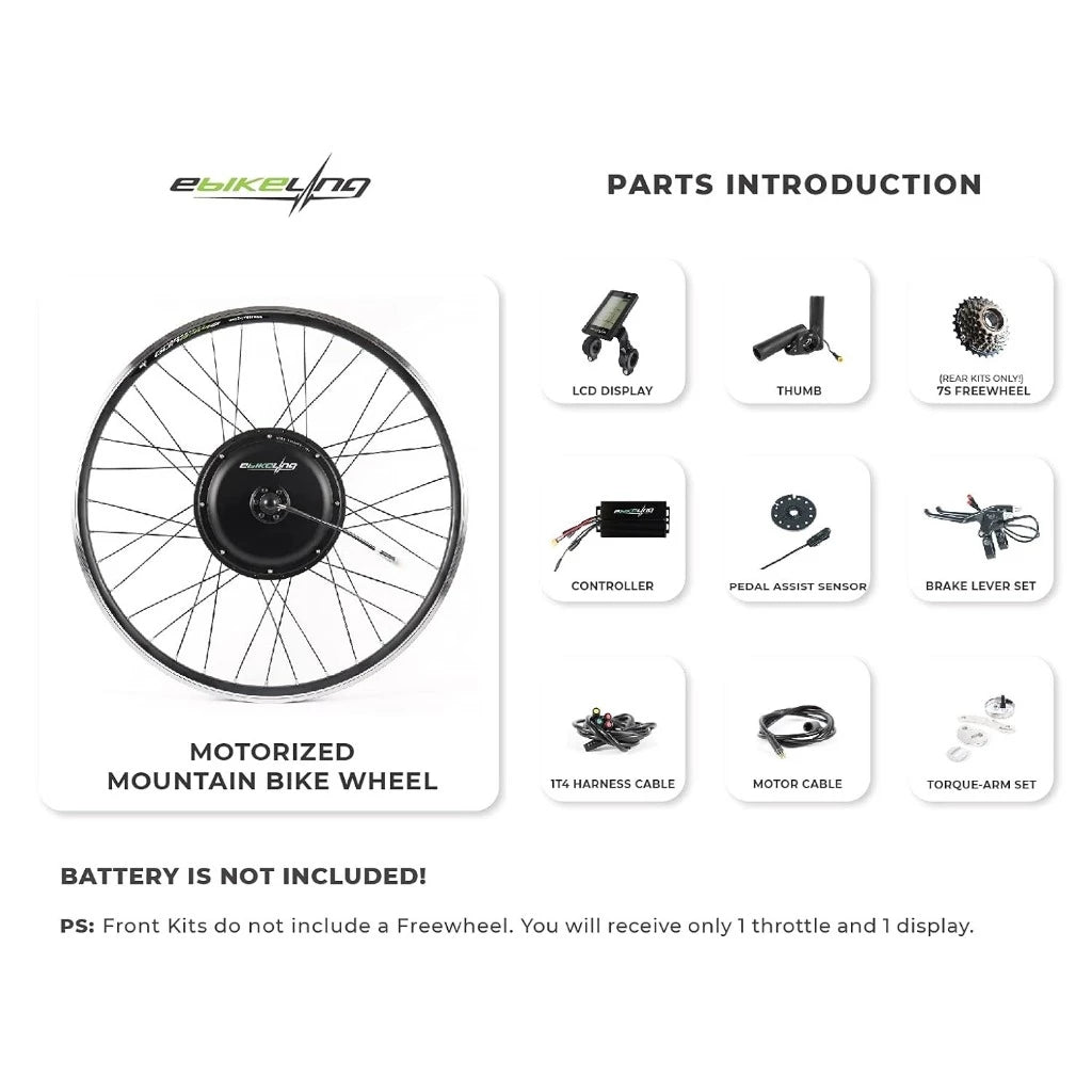 700C EBIKELING Waterproof Electric Bicycle Conversion Kit Front and Rear Wheels 36/48V 500-1200W