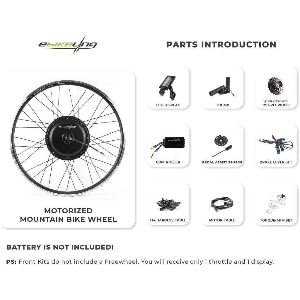 700C EBIKELING Waterproof Electric Bicycle Conversion Kit Front and Rear Wheels 36/48V 500-1200W